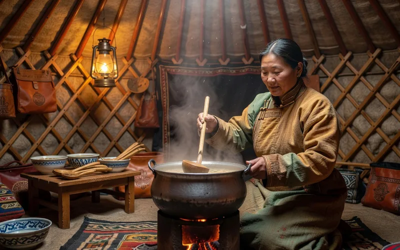 Alimentation traditionnelle mongole - produits laitiers et the au lait
